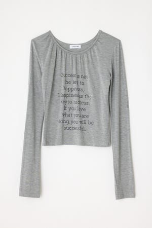 NECK GATHER PRINT トップス