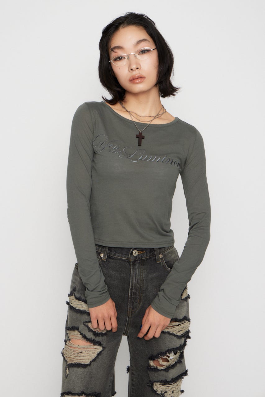 SAME COLOR LETTERING トップス C.GRY FREE