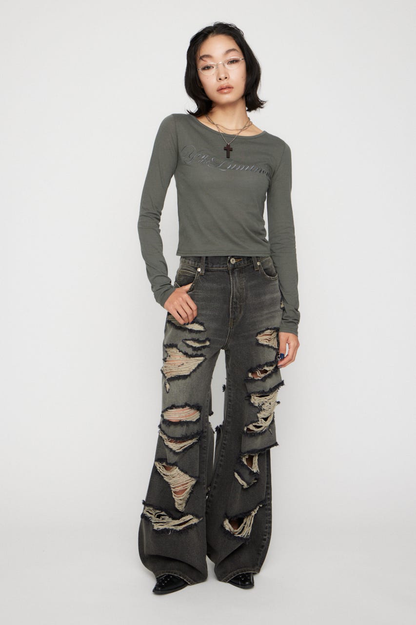 SAME COLOR LETTERING トップス C.GRY FREE