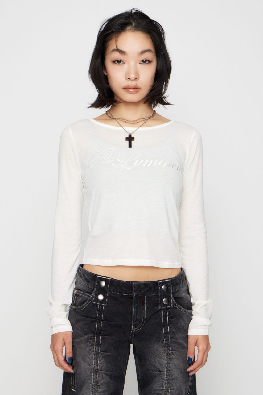 SAME COLOR LETTERING トップス O/WHT FREE