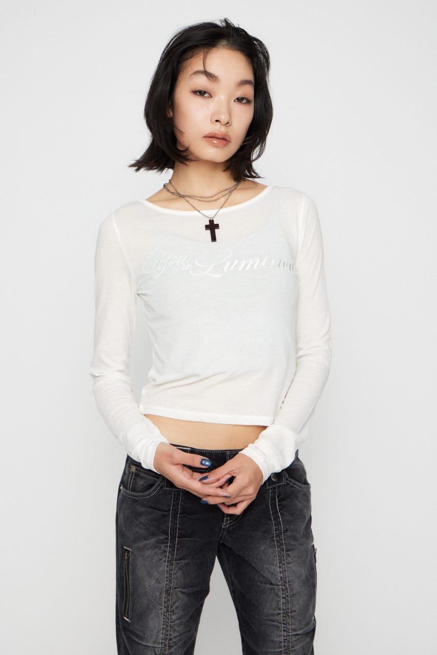 SAME COLOR LETTERING トップス O/WHT FREE