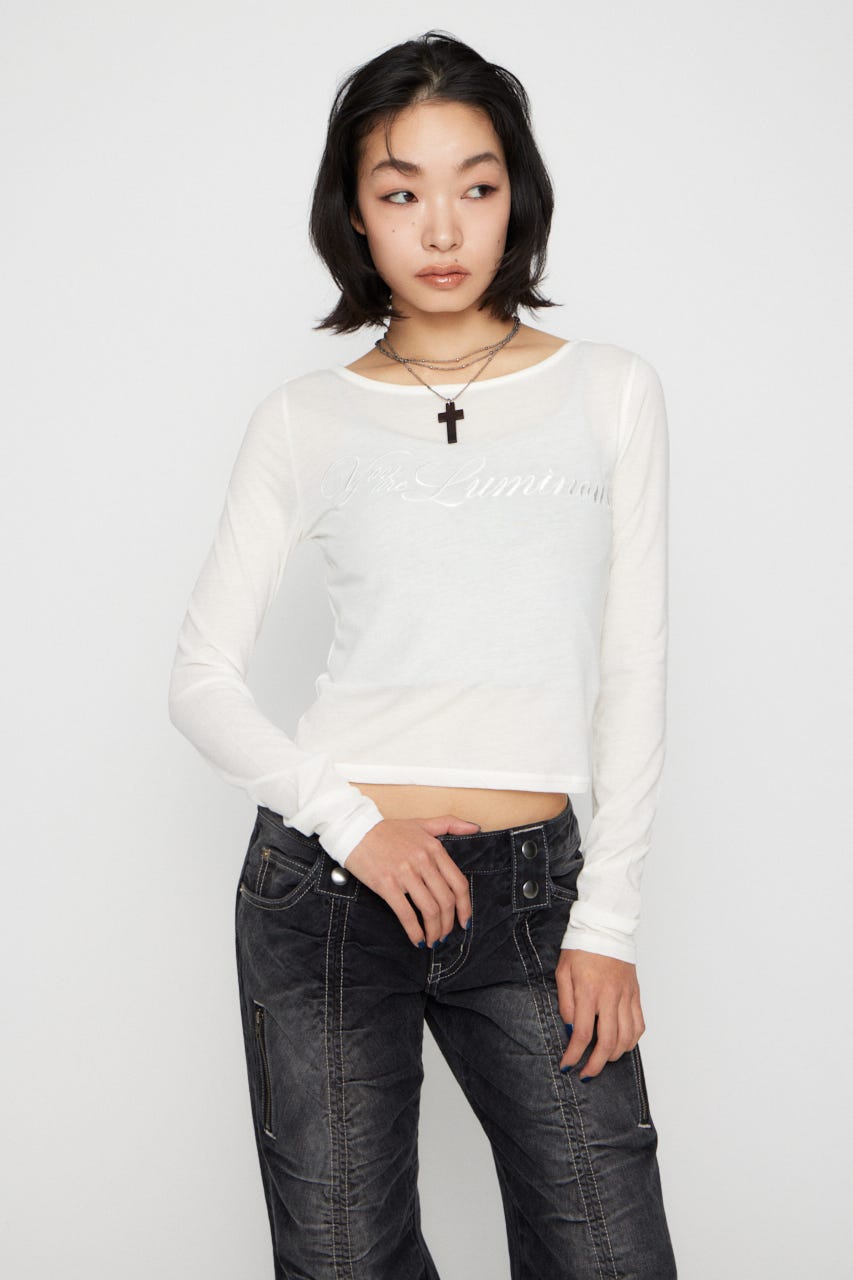 SAME COLOR LETTERING トップス O/WHT FREE