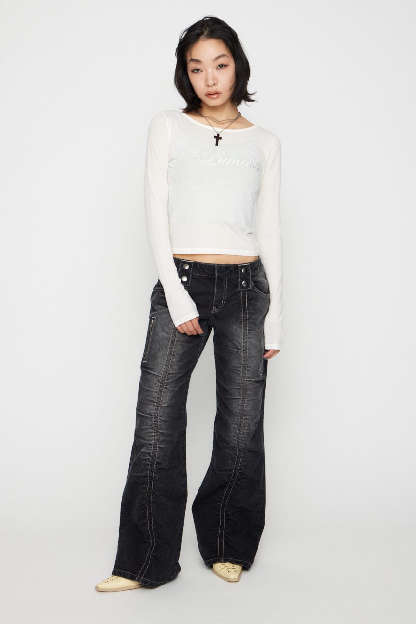 SAME COLOR LETTERING トップス O/WHT FREE