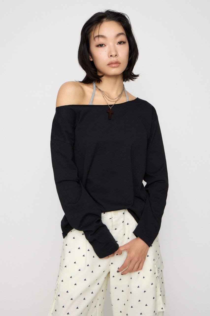 BACK PRINT LOOSEY トップス BLK FREE