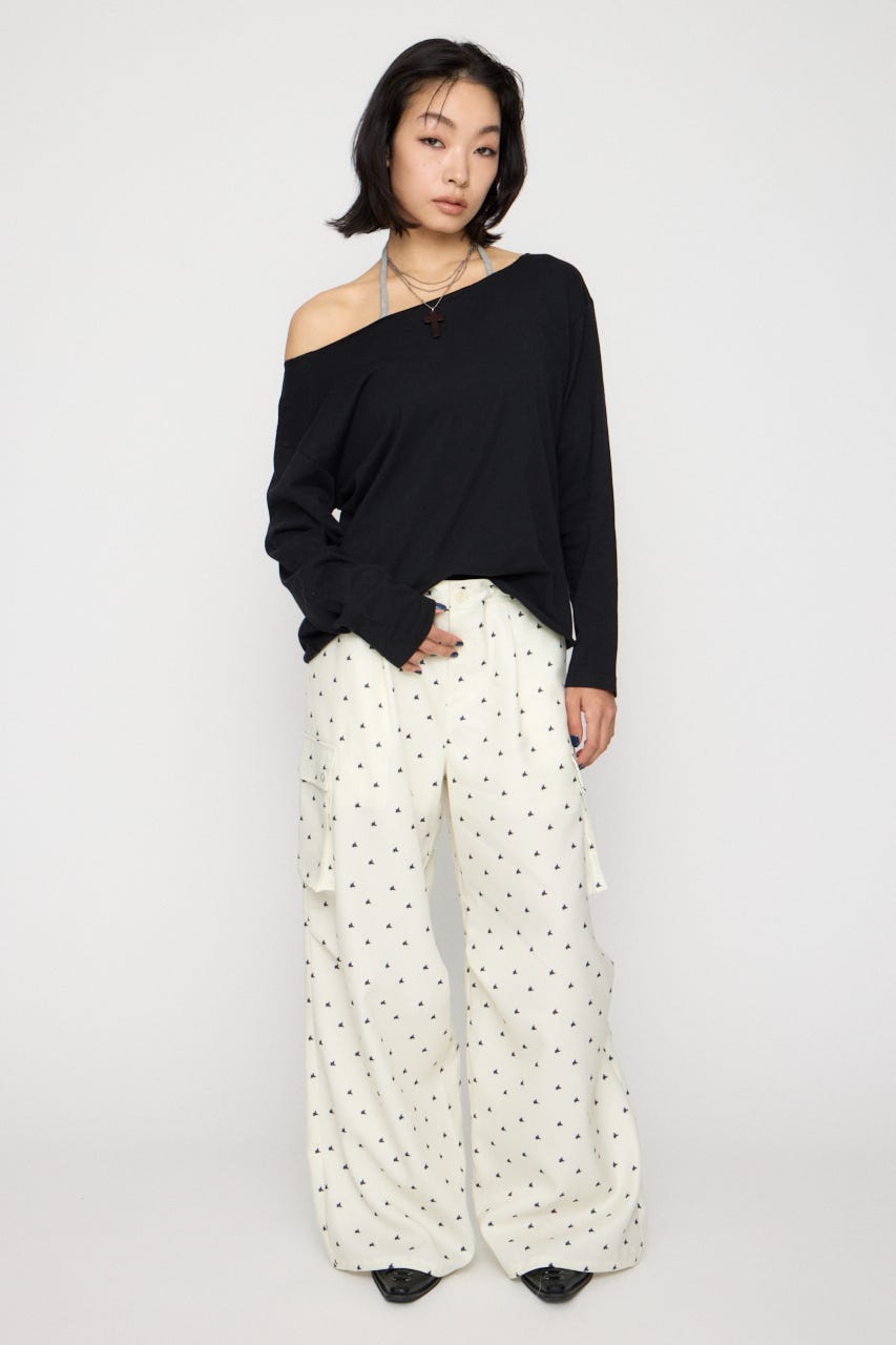 BACK PRINT LOOSEY トップス BLK FREE