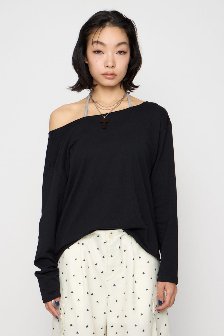 BACK PRINT LOOSEY トップス BLK FREE