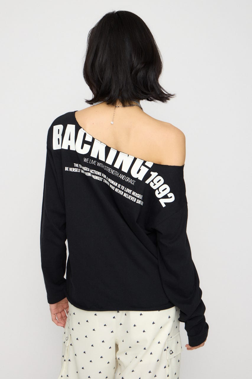 BACK PRINT LOOSEY トップス BLK FREE
