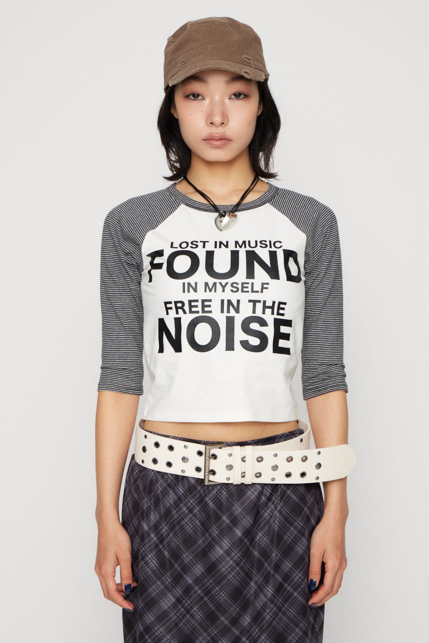 SLEEVE BORDER RAGLAN トップス WHT FREE