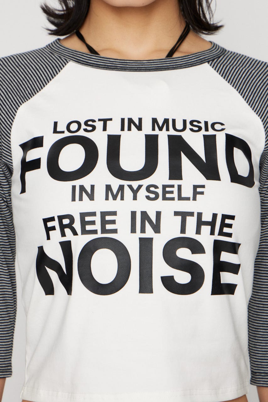 SLEEVE BORDER RAGLAN トップス WHT FREE