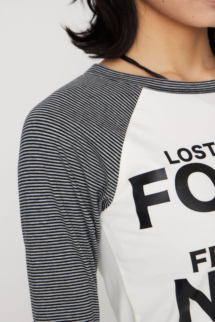 SLEEVE BORDER RAGLAN トップス WHT FREE