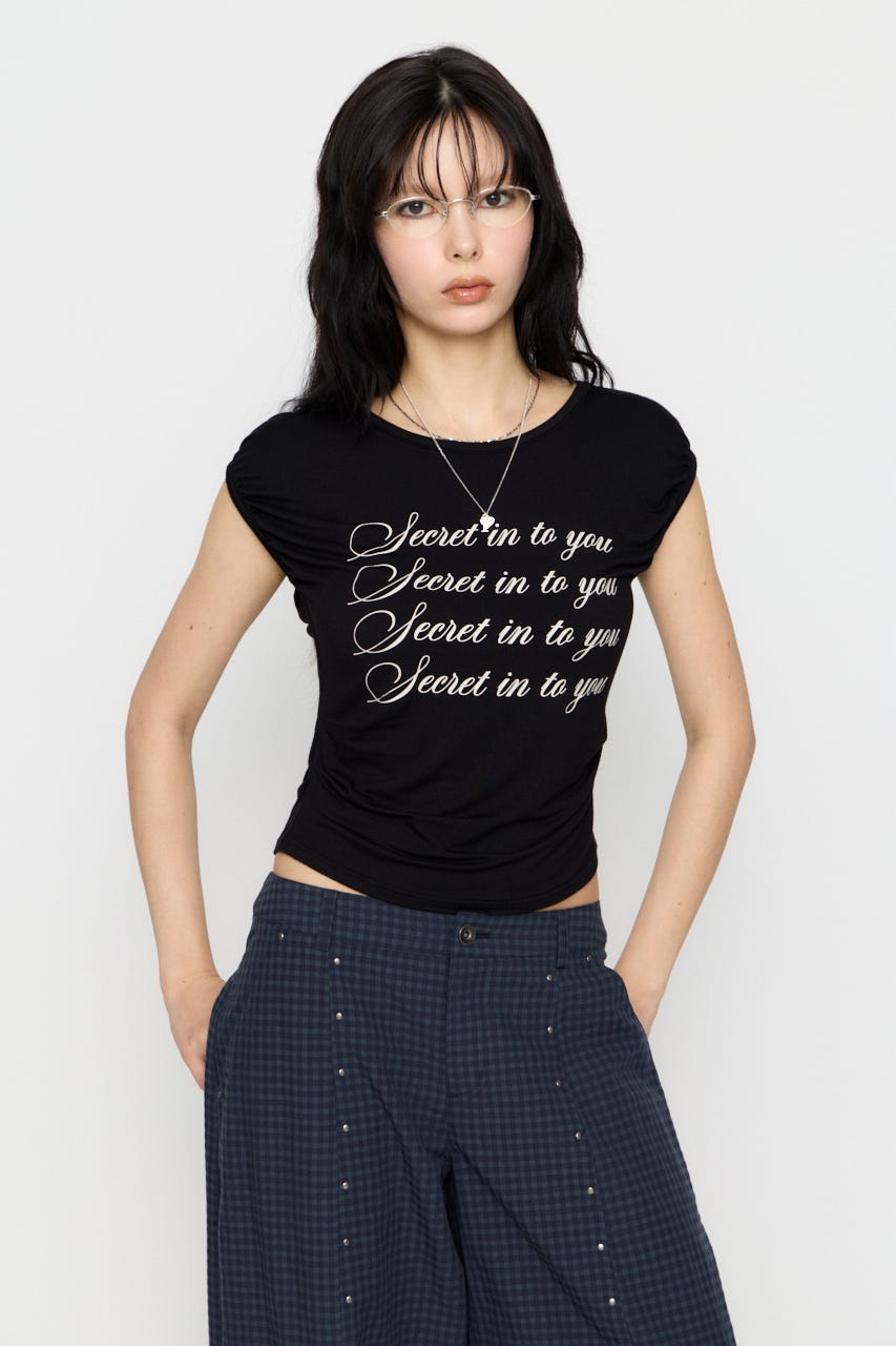 PUFF PRINT Tシャツ BLK FREE