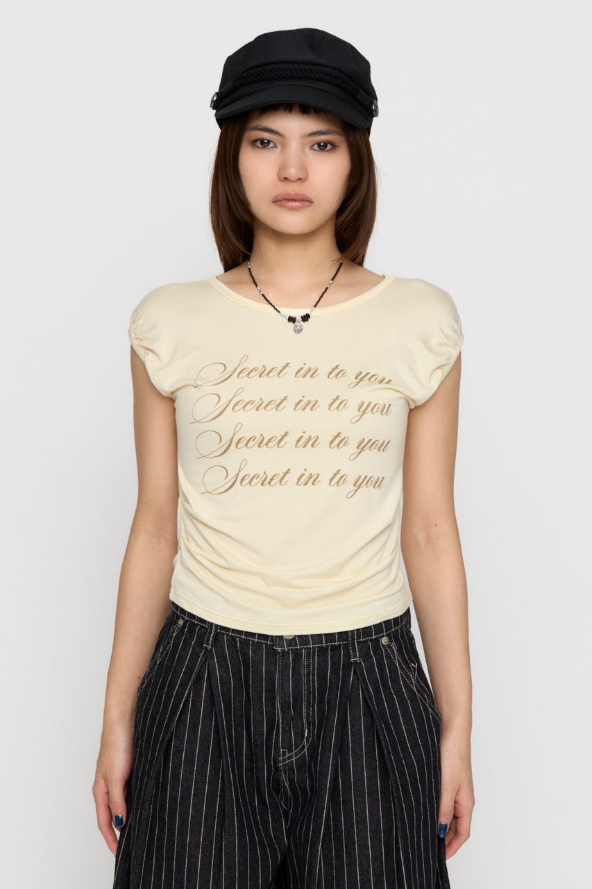 PUFF PRINT Tシャツ L/YEL FREE