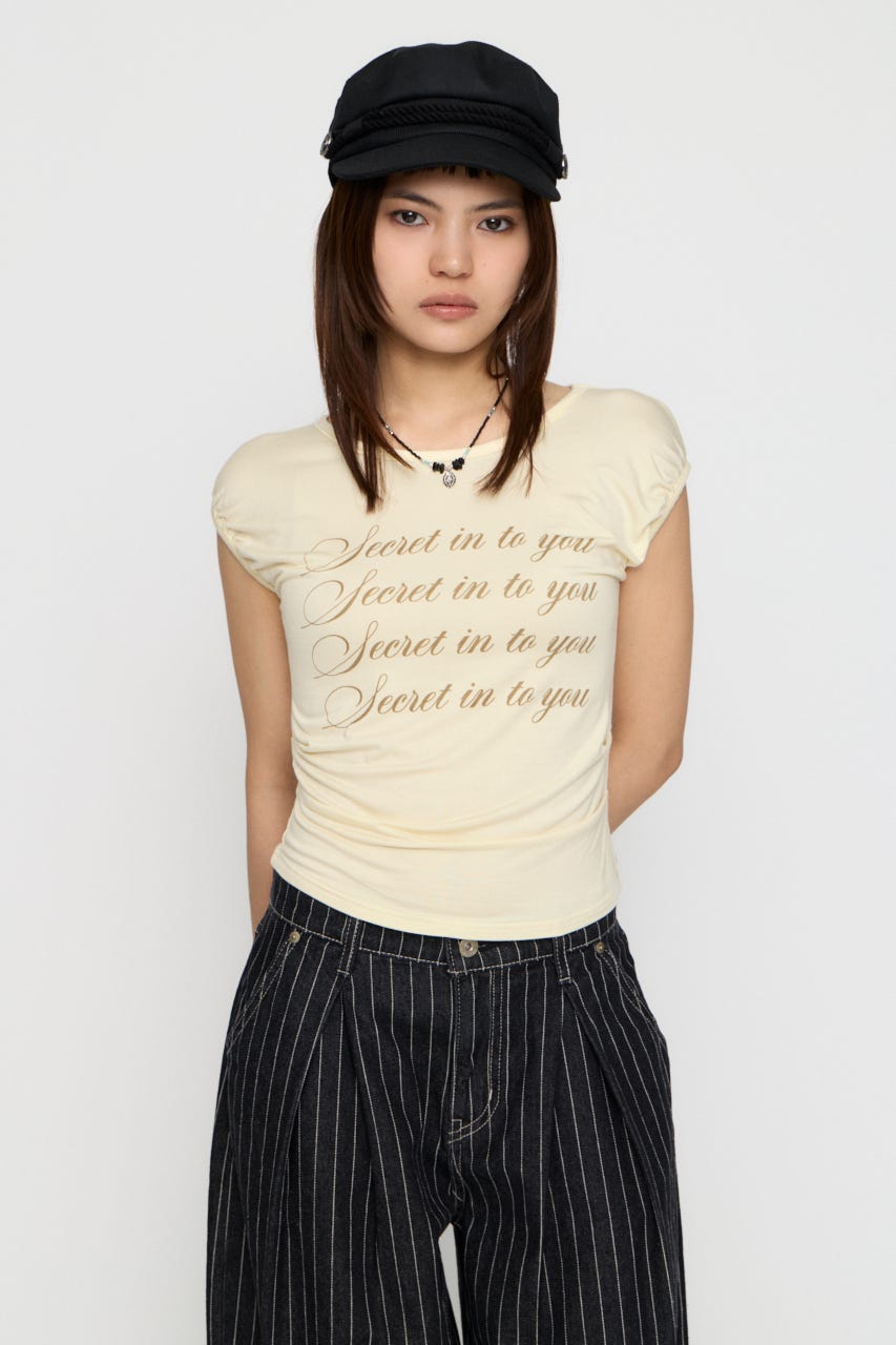 PUFF PRINT Tシャツ L/YEL FREE