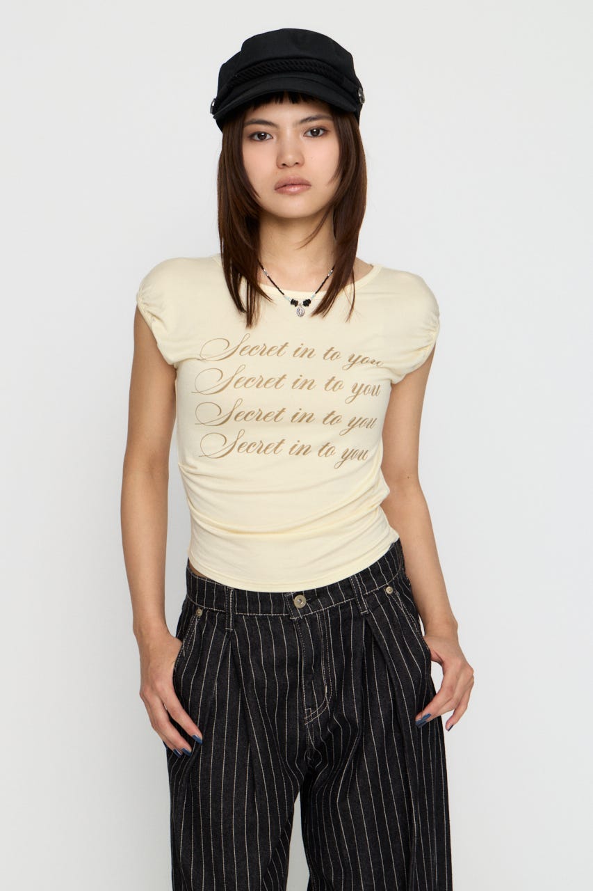 PUFF PRINT Tシャツ L/YEL FREE