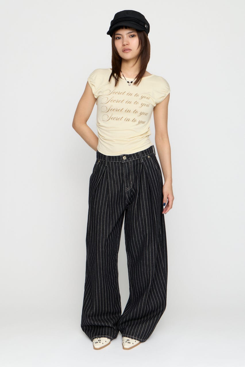 PUFF PRINT Tシャツ L/YEL FREE