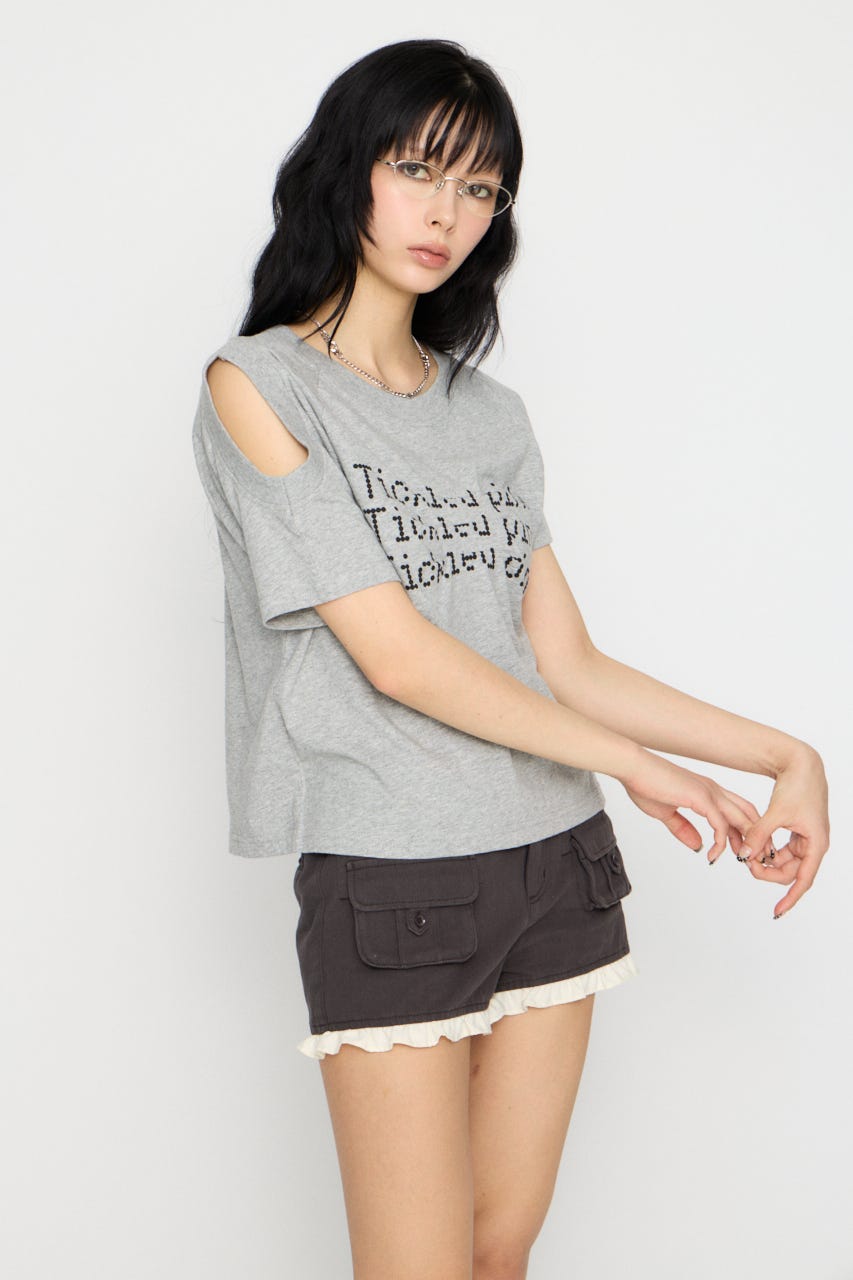 ASYMMETRY PRINT Tシャツ GRY FREE