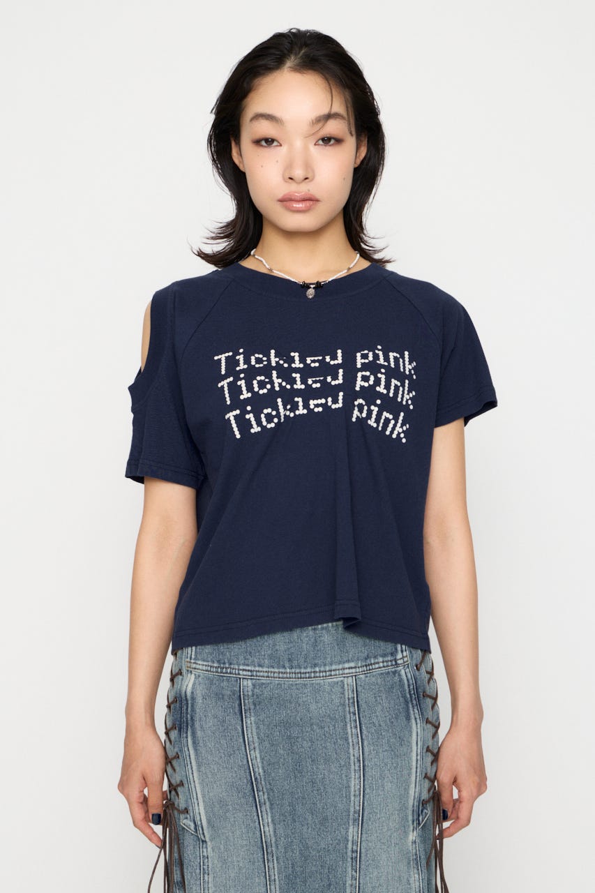 ASYMMETRY PRINT Tシャツ NVY FREE