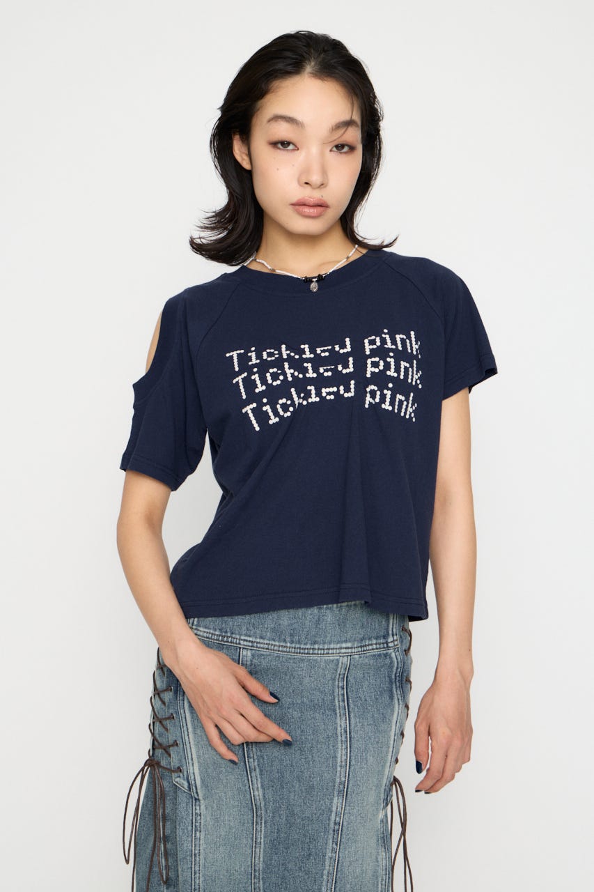 ASYMMETRY PRINT Tシャツ NVY FREE