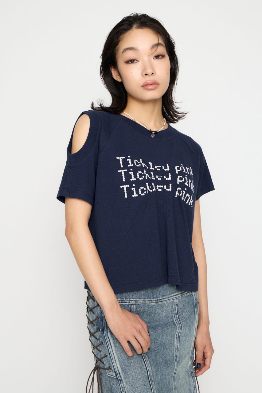 ASYMMETRY PRINT Tシャツ NVY FREE