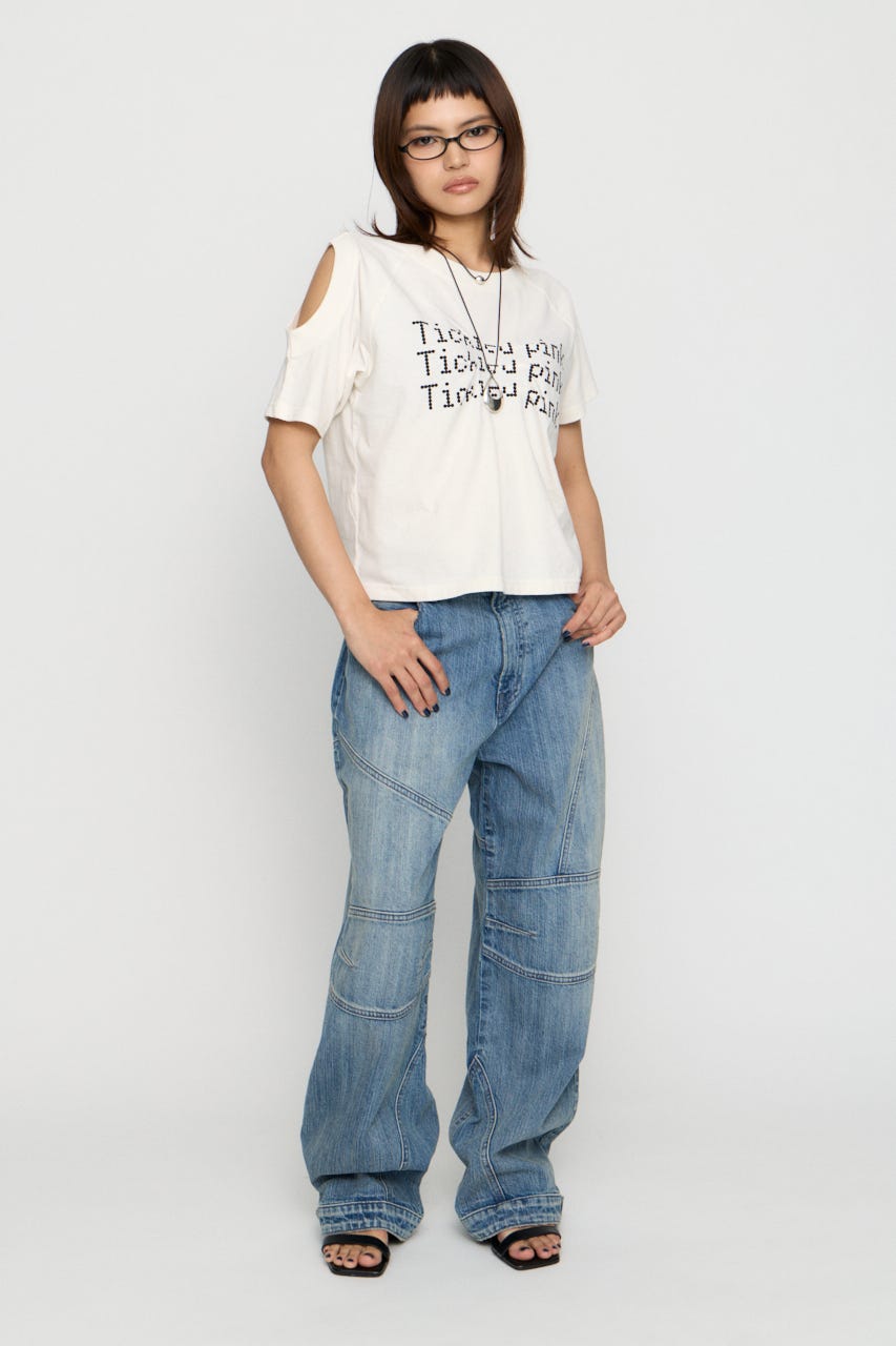 ASYMMETRY PRINT Tシャツ WHT FREE