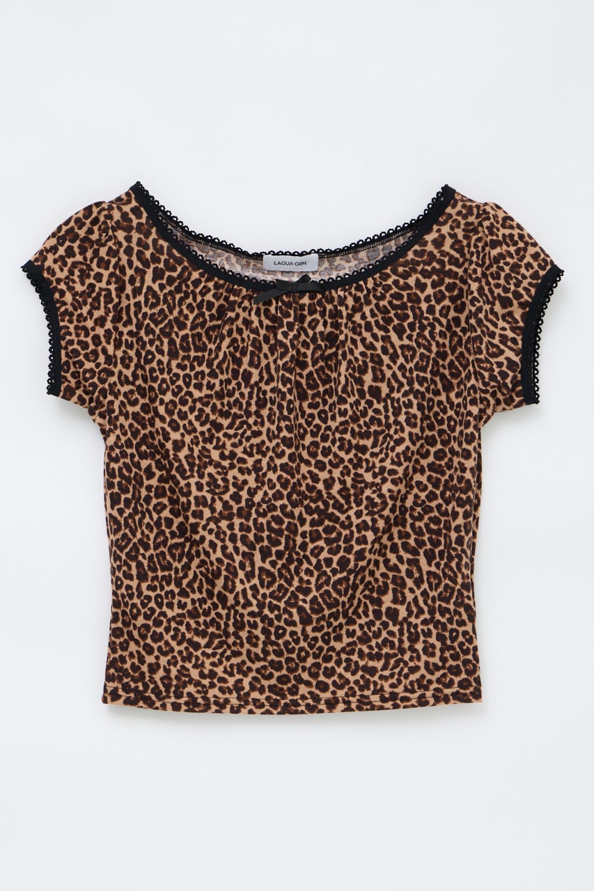 LEOPARD LACE トップス BRN FREE