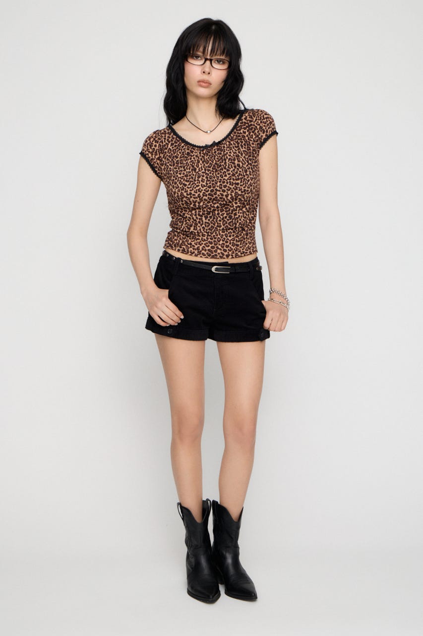 LEOPARD LACE トップス BRN FREE