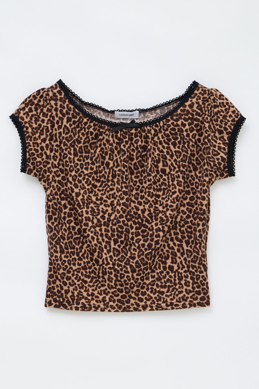 LEOPARD LACE トップス BRN FREE