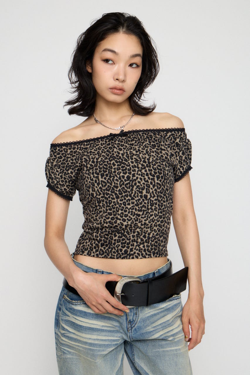 LAGUA GEM | LEOPARD LACE トップス (Tシャツ・カットソー(半袖