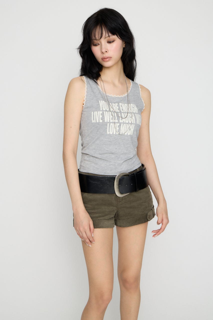 EDGE LACE PRINT タンクトップ T.GRY FREE