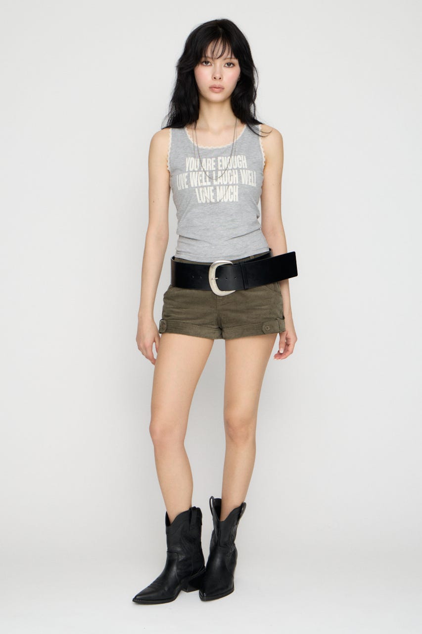 EDGE LACE PRINT タンクトップ T.GRY FREE
