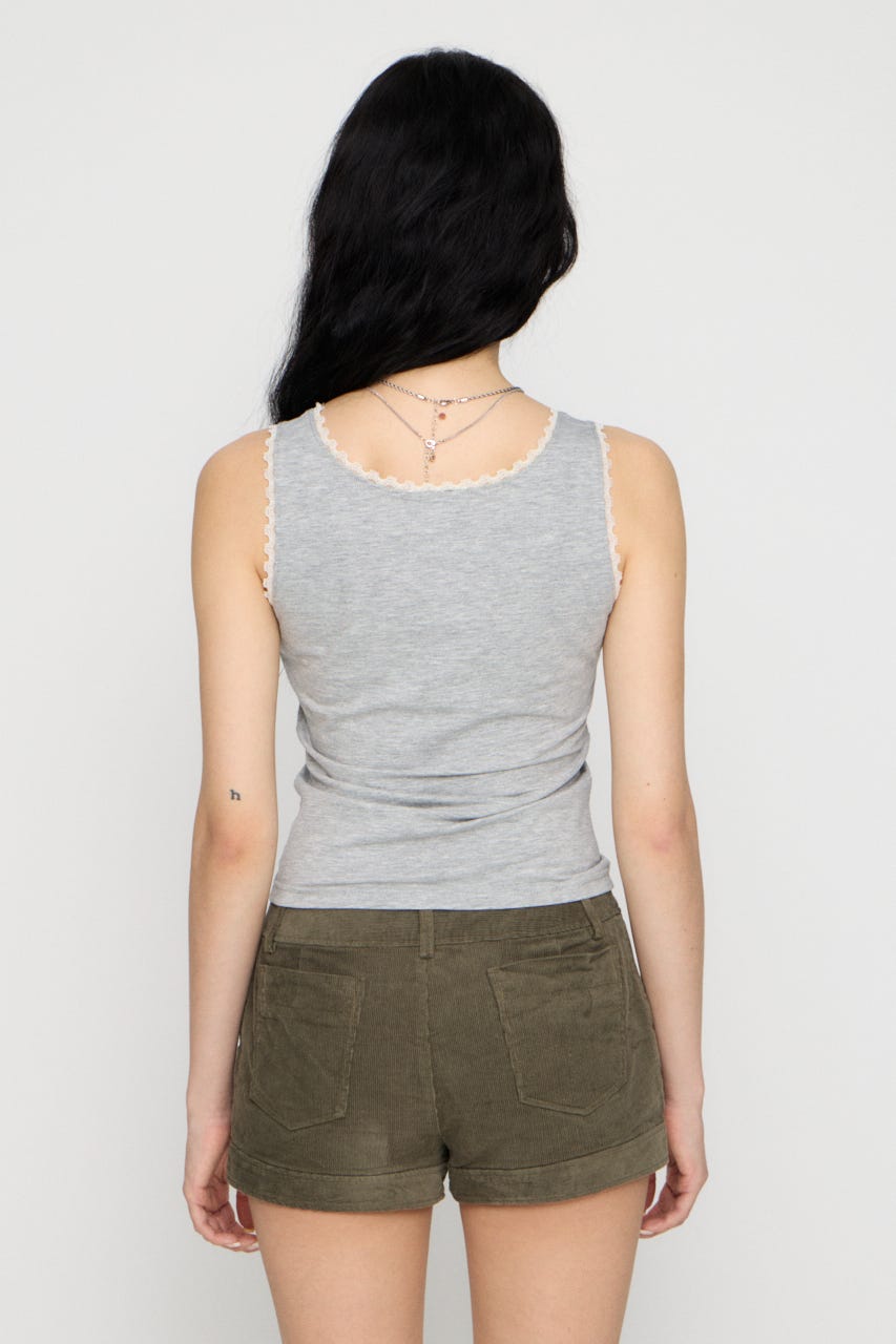EDGE LACE PRINT タンクトップ T.GRY FREE