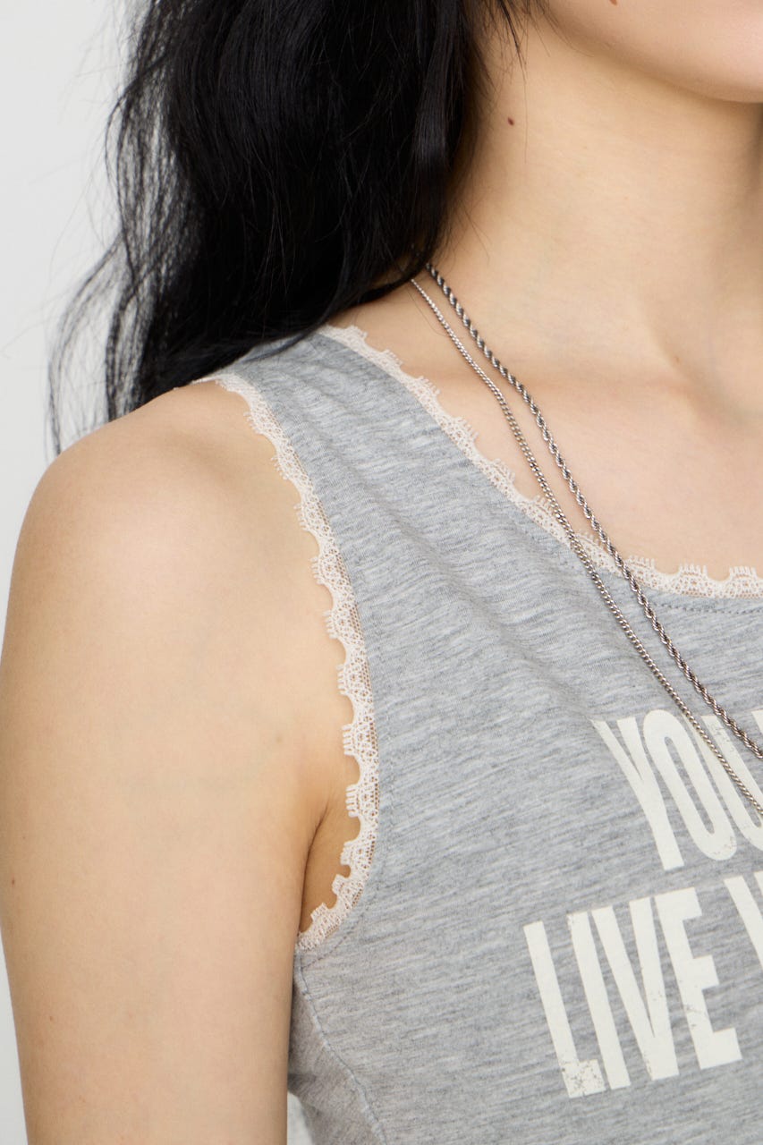 EDGE LACE PRINT タンクトップ T.GRY FREE