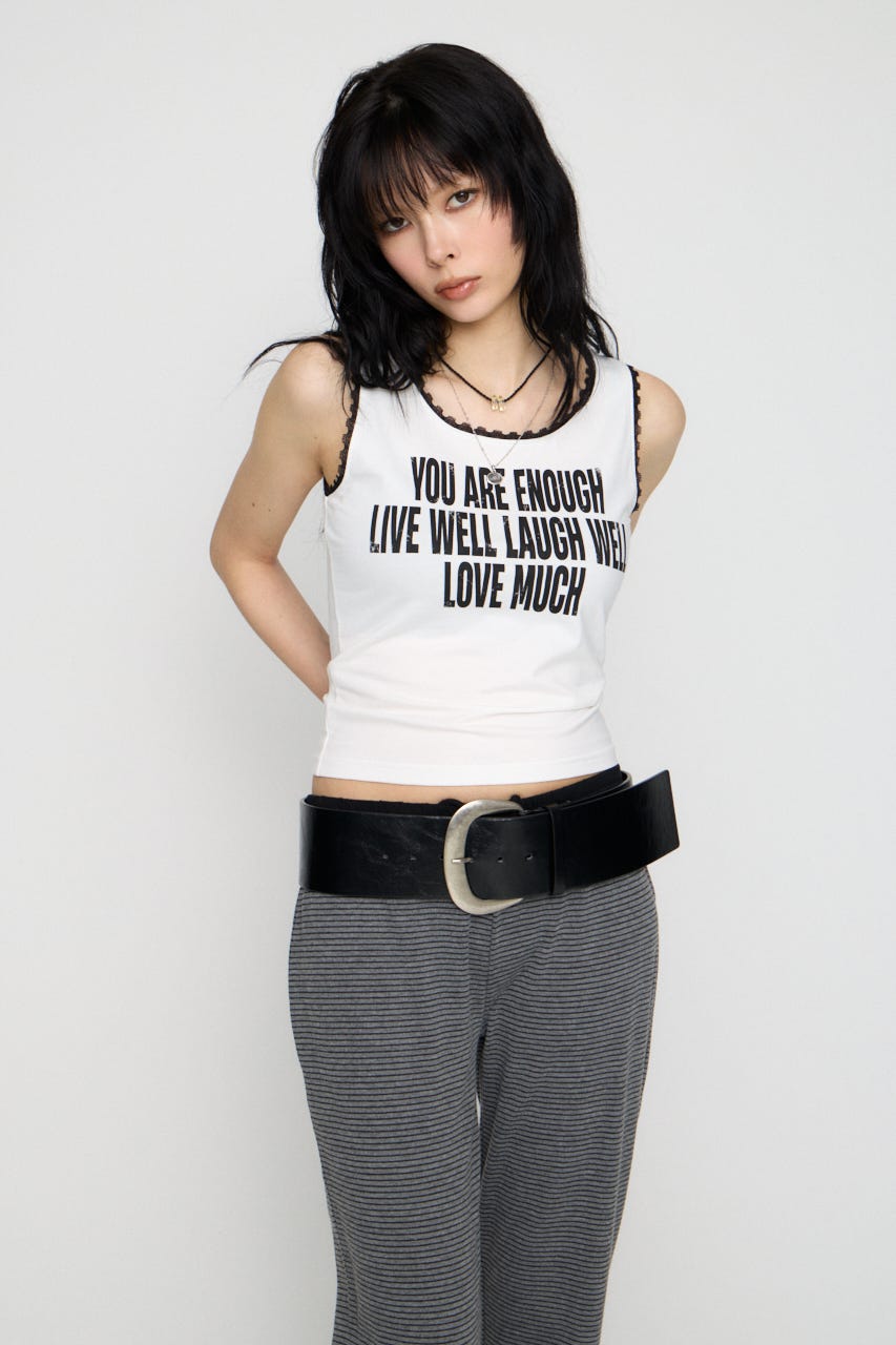 EDGE LACE PRINT タンクトップ WHT FREE