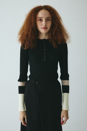 トップス SEA FLORAL EYELET RIBBED HENLEY NECK TEE TOPS – SEA