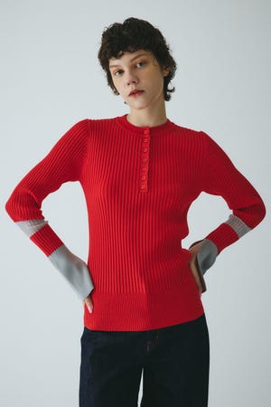 k*♡様 NKNIT / sheer wool henley neck KNIT HeRIN.CYE | Henley neck knit tops (ニット ) |SHEL'TTER WEBSTORE