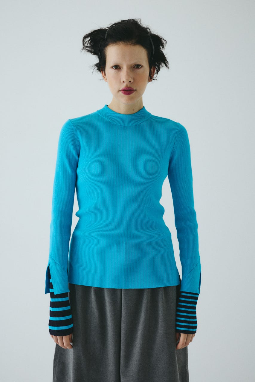 HeRIN.CYE | Boder double cuff knit top (ニット ) |SHEL'TTER