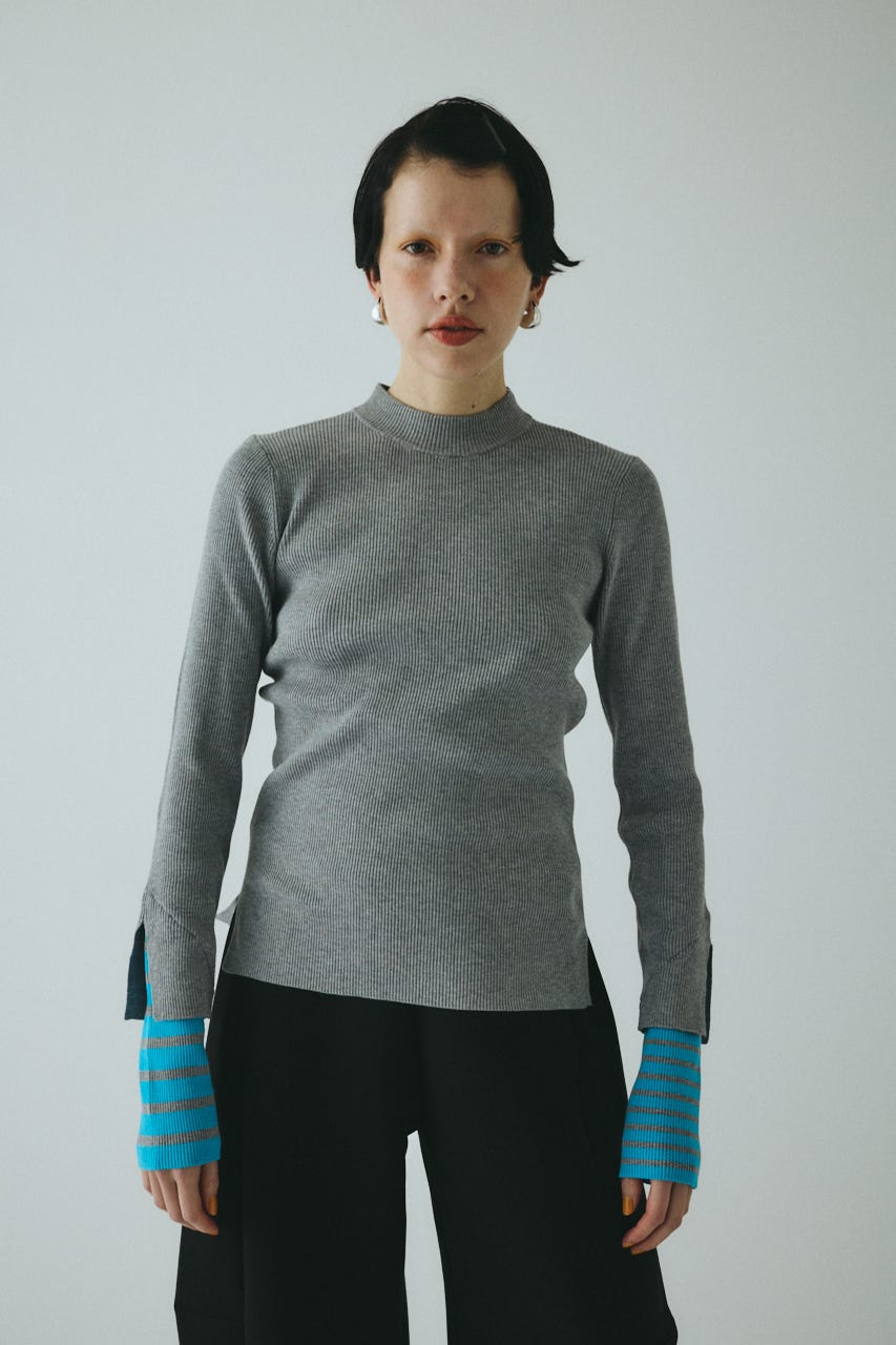 HeRIN.CYE | Boder double cuff knit top (ニット ) |SHEL'TTER