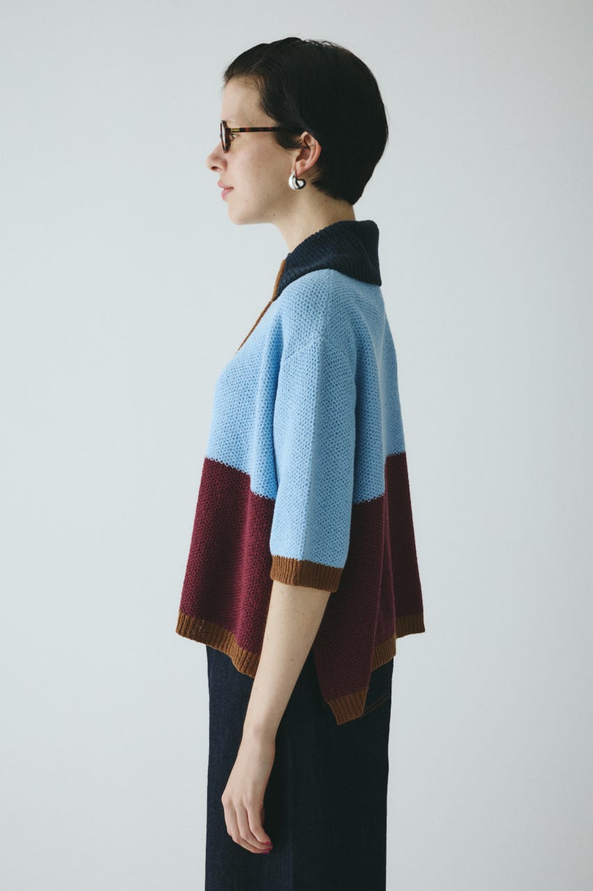 HeRIN.CYE | Bi color zip knit pullover (ニット ) |SHEL'TTER