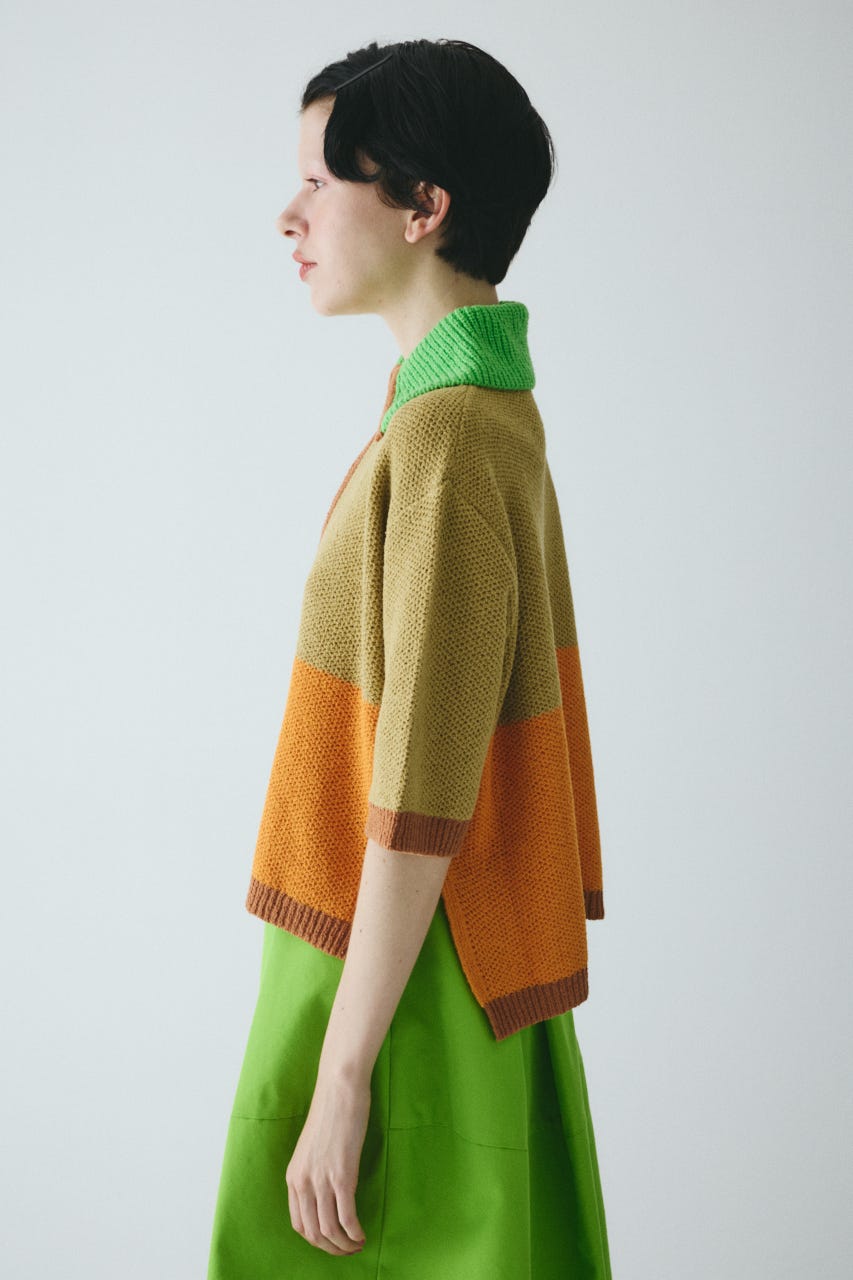 HeRIN.CYE | Bi color zip knit pullover (ニット ) |SHEL'TTER
