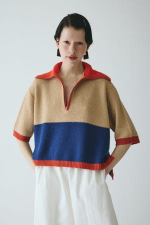 HeRIN.CYE | Bi color zip knit pullover (ニット ) |SHEL'TTER