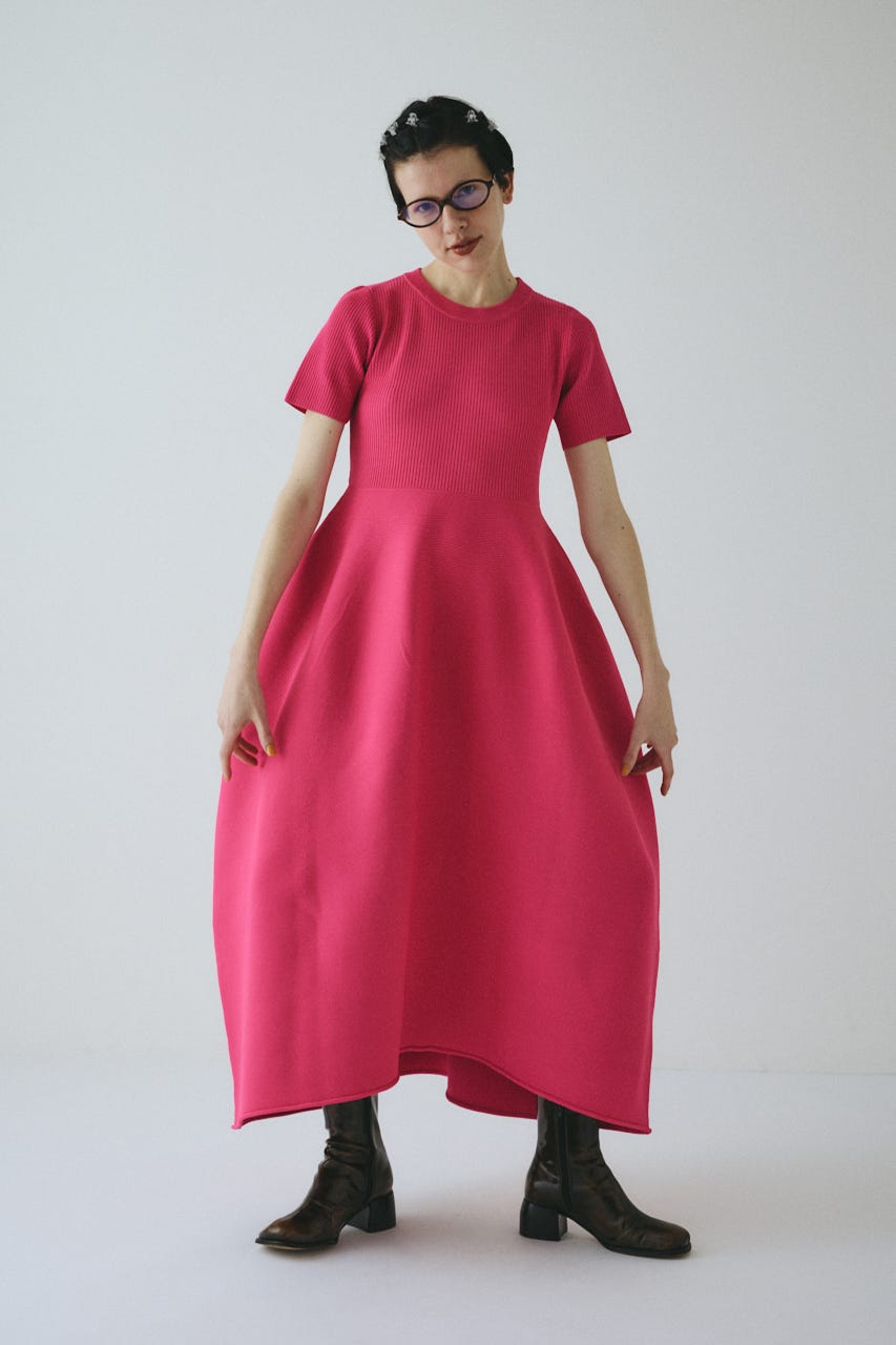 HeRIN.CYE | Volume knit dress (ワンピース(ロング） ) |SHEL