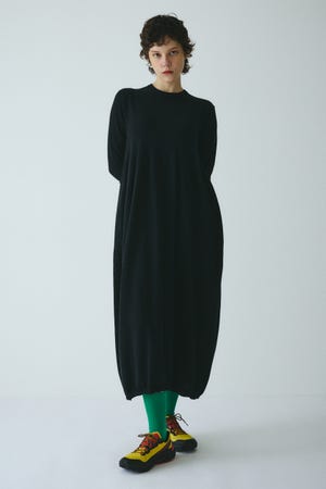 n*n様 美品　HERIN.CYE ロングワンピース 半袖 切替 HeRIN.CYE ［予約］Border hem one piece GRN -ファッション通販