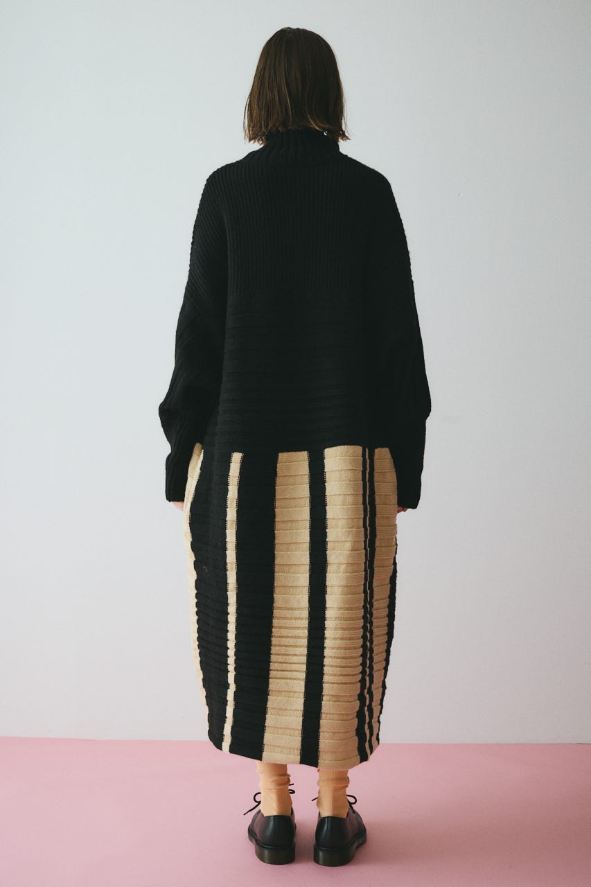 Box knit one-piece BLK FREE