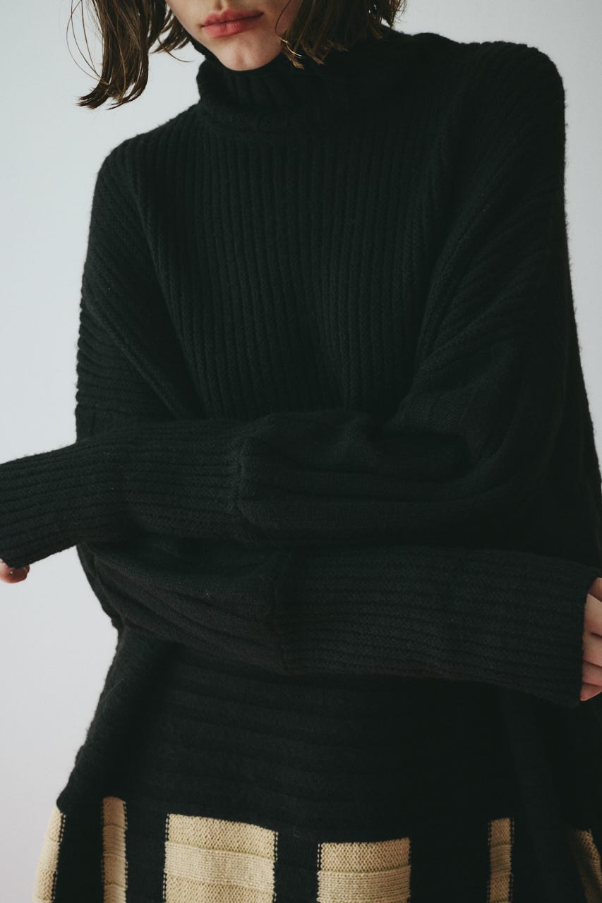 Box knit one-piece BLK FREE