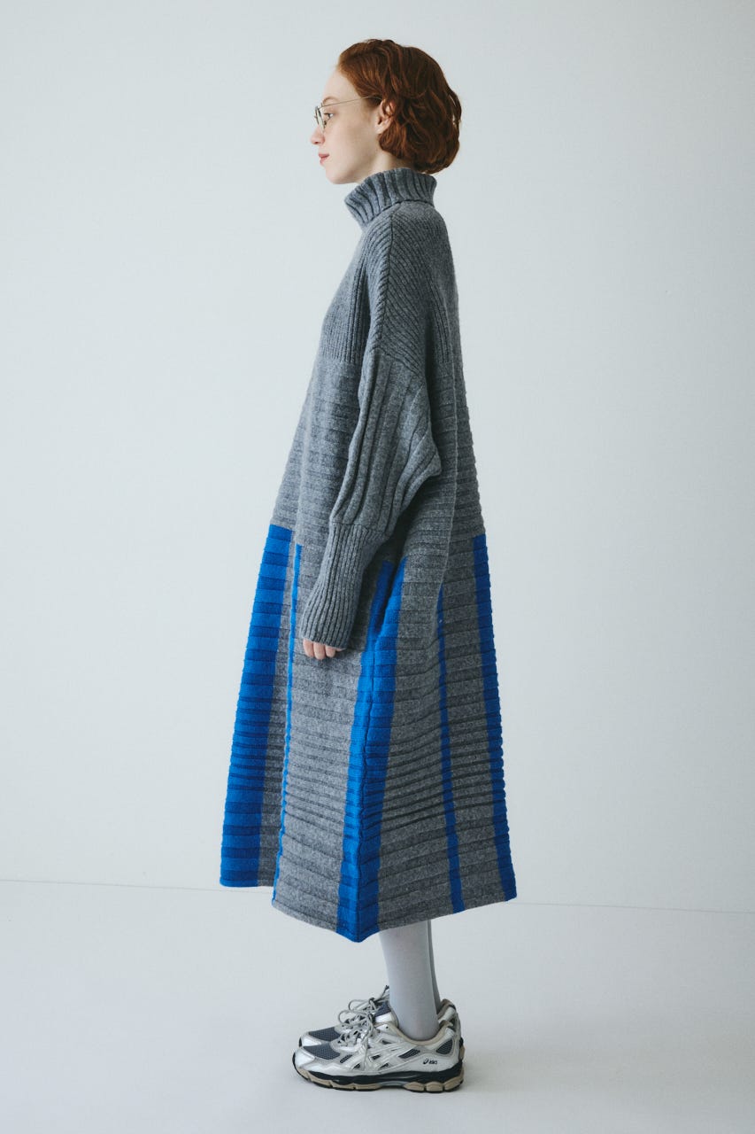 Box knit one-piece GRY FREE