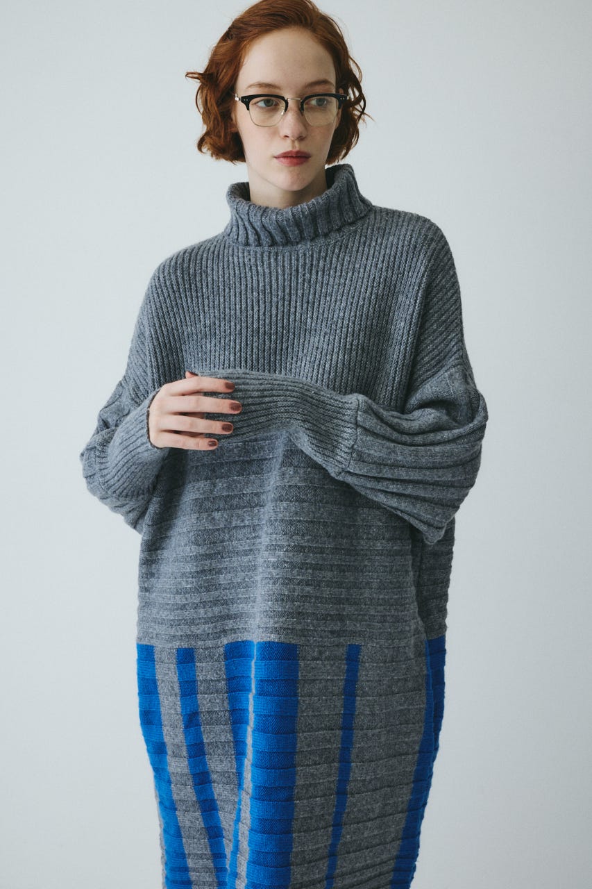 Box knit one-piece GRY FREE