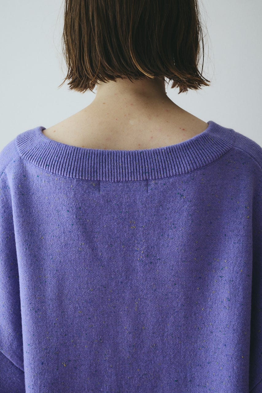 V neck knit one piece 柄PUR FREE
