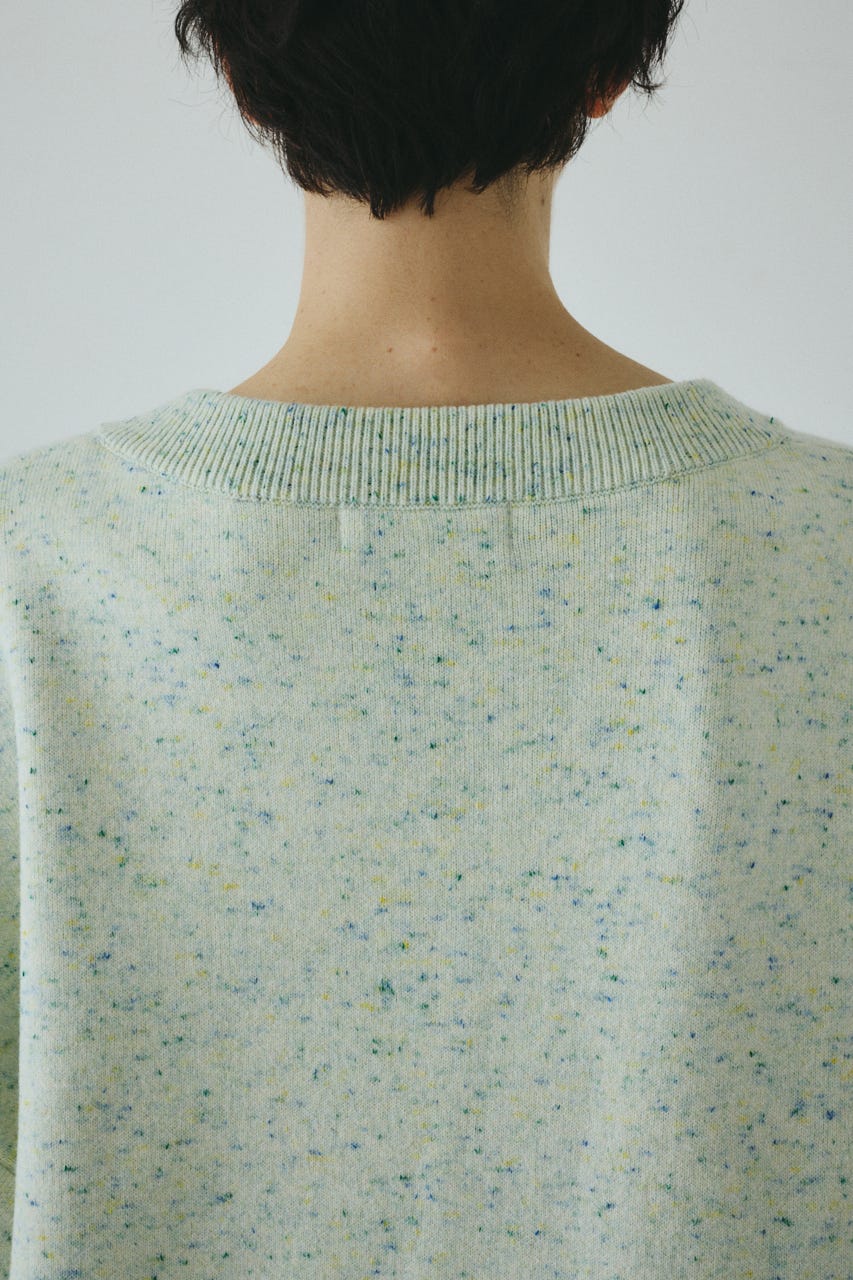 V neck knit one piece 柄WHT FREE