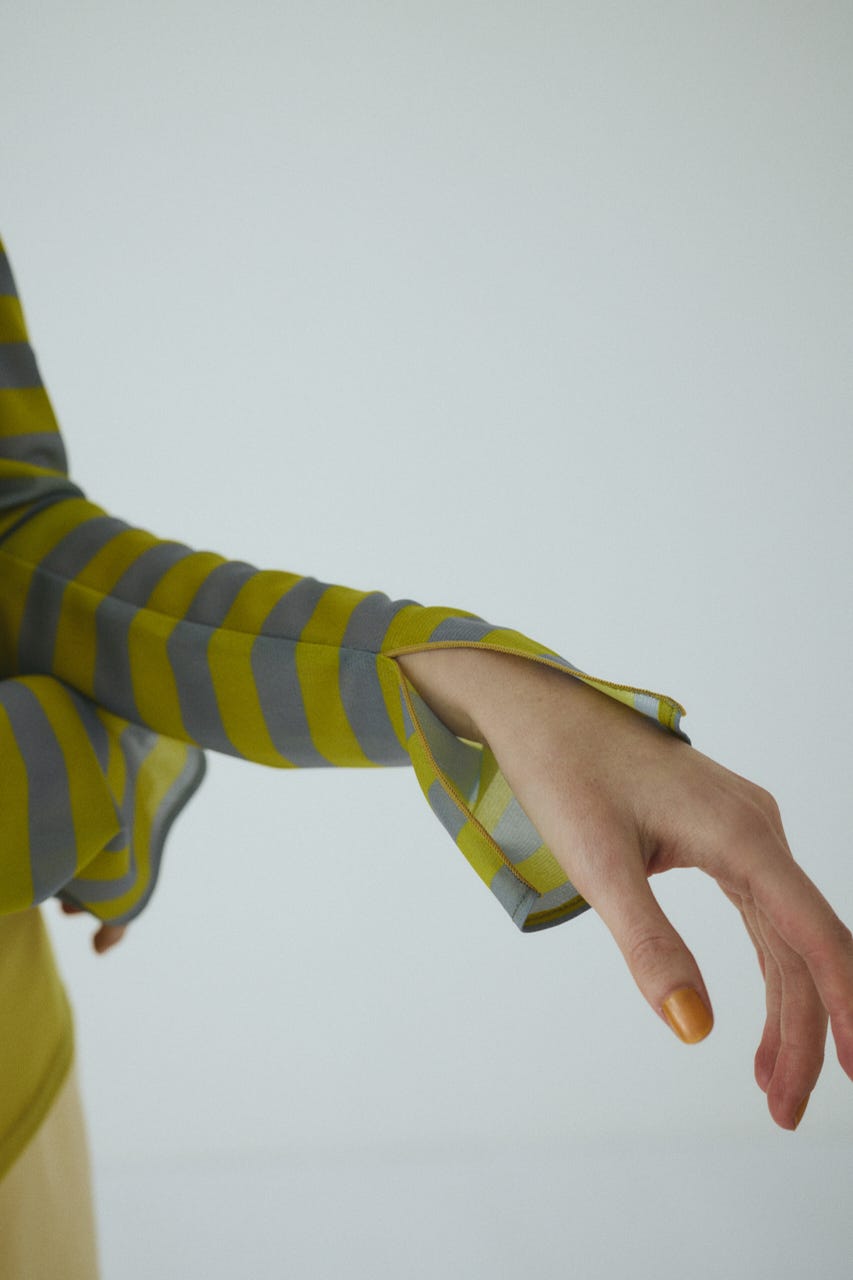 ‪☆TSJBページ‪☆ HeRIN.CYE | Border sleeve mesh inner tops (Tシャツ