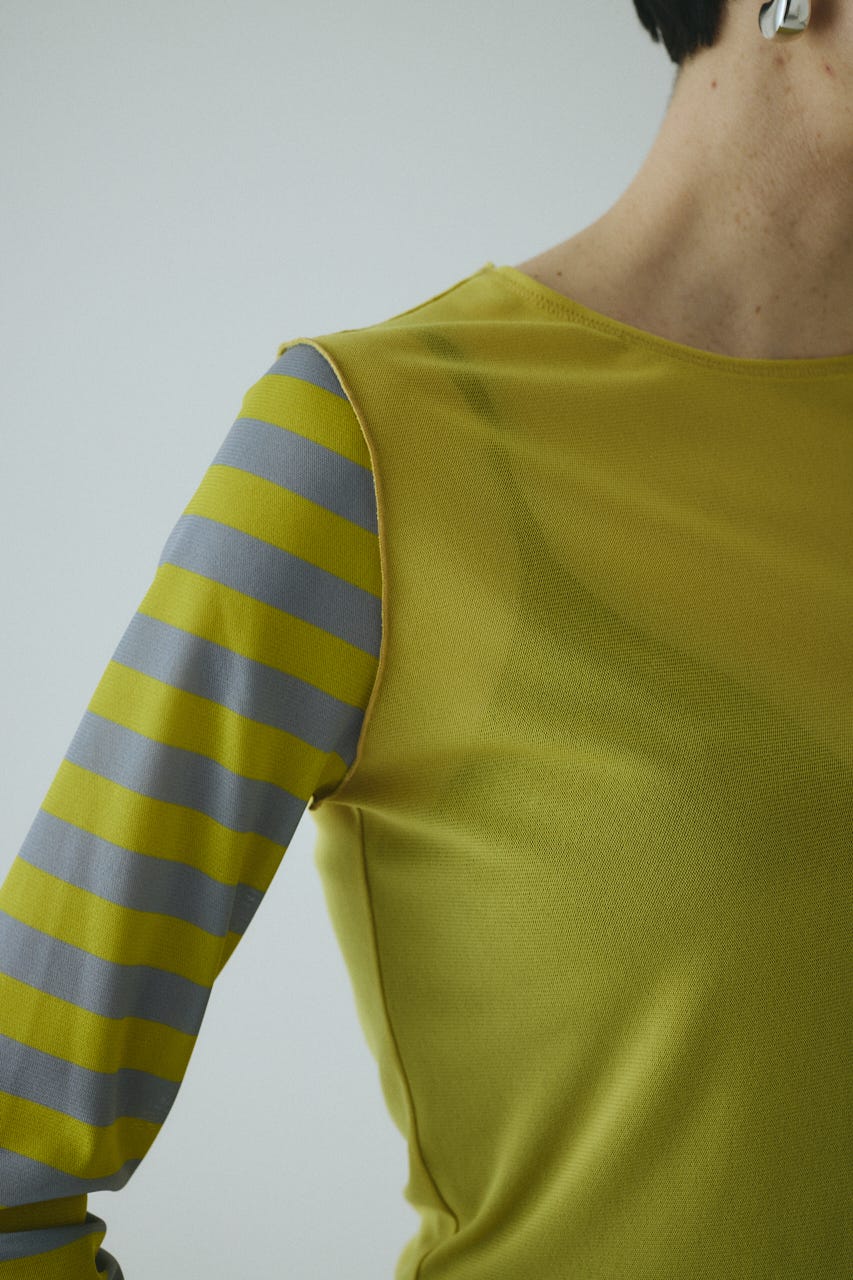 ‪☆TSJBページ‪☆ HeRIN.CYE | Border sleeve mesh inner tops (Tシャツ